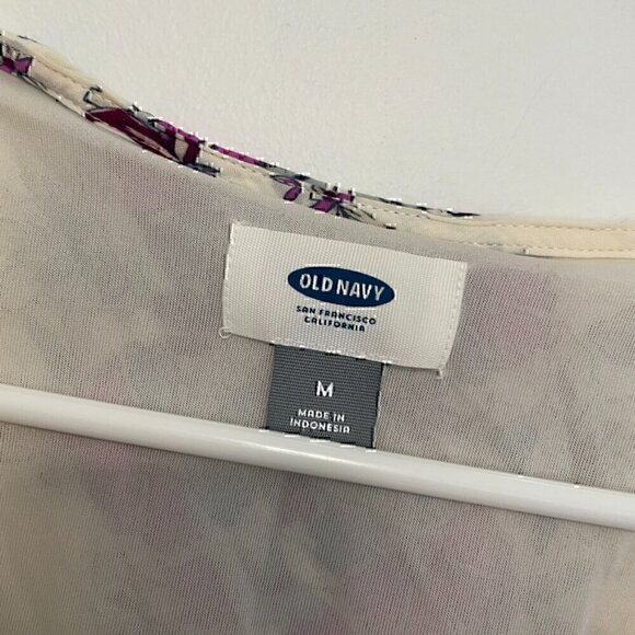 OLD NAVY Printed Tassle Boho Midi Dress Cream Ivory Floral Tassel Boho M NO BELT - Picture 4 of 13